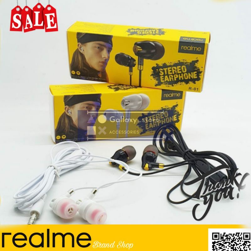 HF Headset Realme R-01 Stereo Earphone Handsfree REALME R01 Extra Bass
