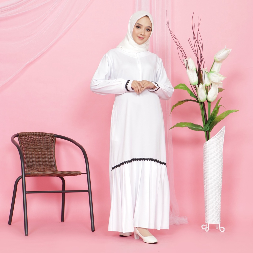 Gamis Putih Terbaru 2022 Gamis Mostcrep  White/ Gamis Putih/ Gamis Umroh/ Gamis Manasik Haji