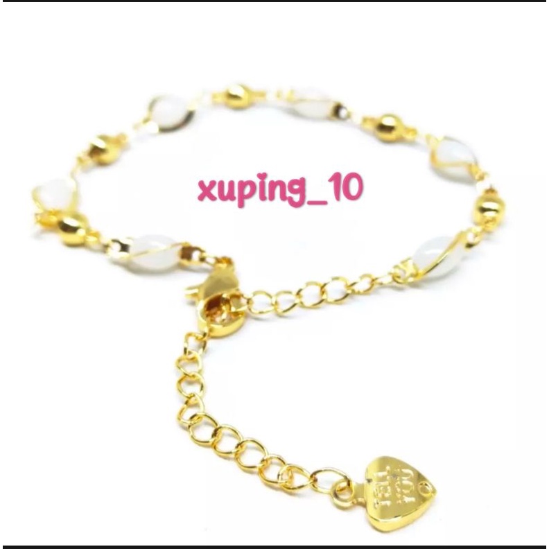 Gelang Tangan Xuping Perhiasan Wanita Fashion Motif Bola Putih Oval Xuping Gold