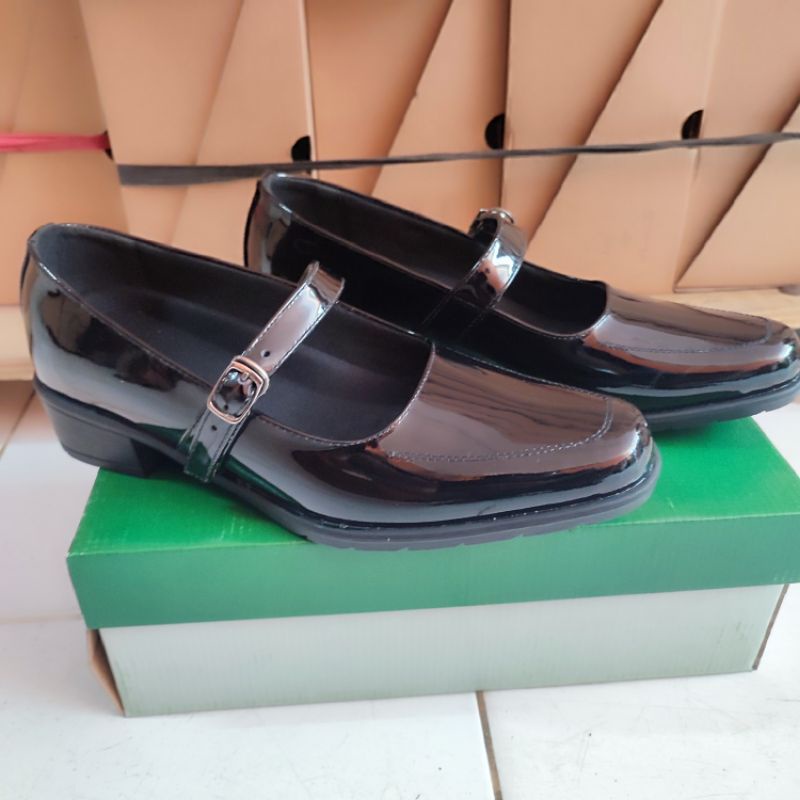 Sepatu pantofel wanita paskibra kulit hitam original premium