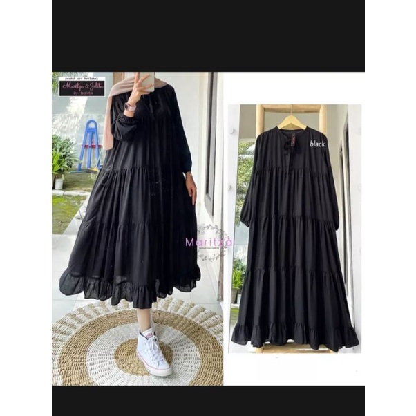 TOKO DEANIA - RACHEL MIDI DRESS/LONG TUNIK WANITA TERBARU/GAMIS POLOS MURAH KEKINIAN/GAMIS REMAJA