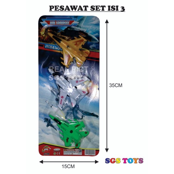 Mainan Pesawat set isi 3 AF 16B, mainan pesawat anak murah