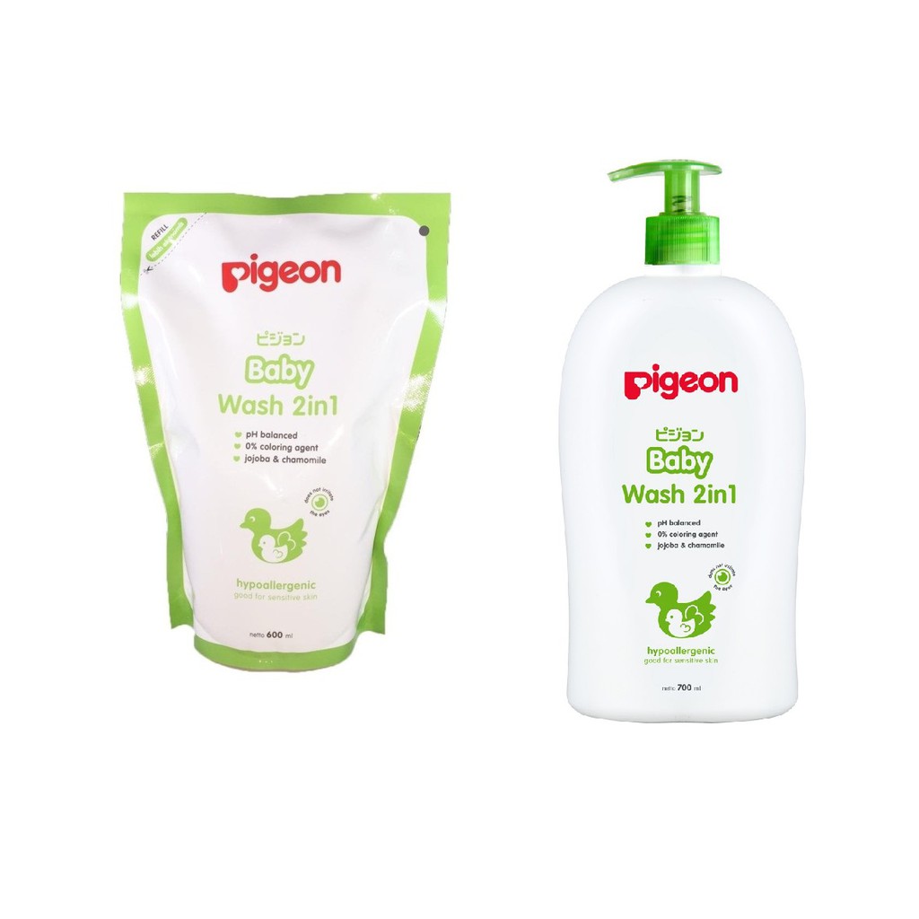 Pigeon Baby Wash 2in1 Chamomile 600ml hair body shampoo sabun 2 in 1 700 ml pump botol