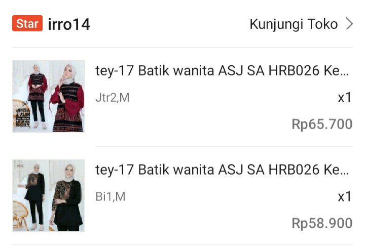 Tey-17 Batik Wanita Asj Sa Hrb026 Kenongo Kemeja Tosca Pendek Size M L Xl