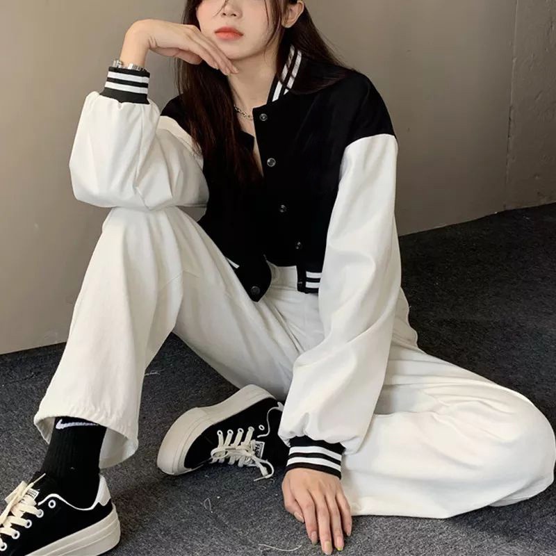 Tq88indonesia Fashion Baju Jaket Wanita Terbaru /  BISBOL CROP JAKET / CROPE VARSITY BASEBALL JACKET / Jaket Korea Style / Ootd Terbaru / Outfit Citayam