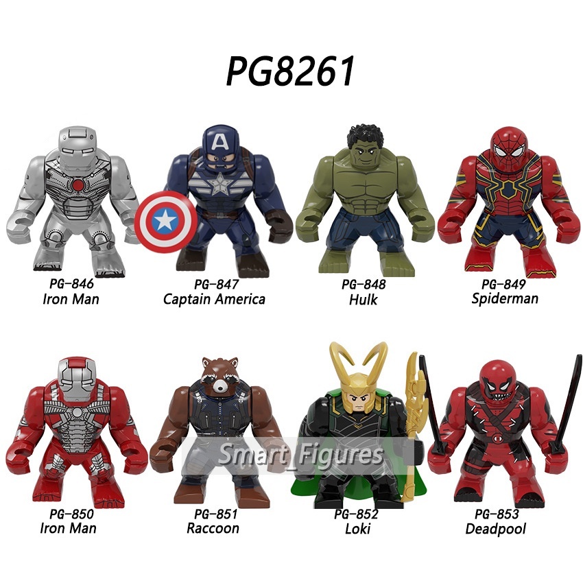 Mainan Action Figure Hulk Minifigures Spiderman Iron Man Captain America Marvel PG8261 Ukuran 7cm