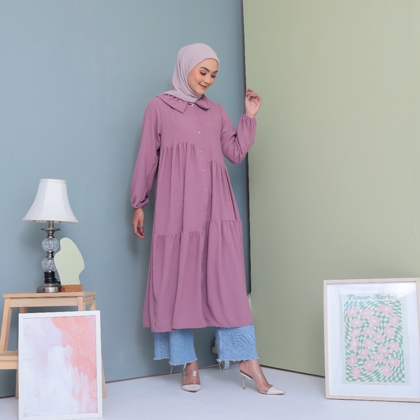 Ayesha Midi dress / Long tunik airflow crincle looklike heaven lights