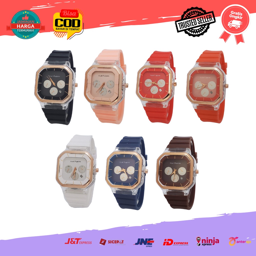 [COD] Jam Tangan Analog Fashion Remaja Wanita Branded Hush Puppies Segi Chrono Off Trendy Termurah