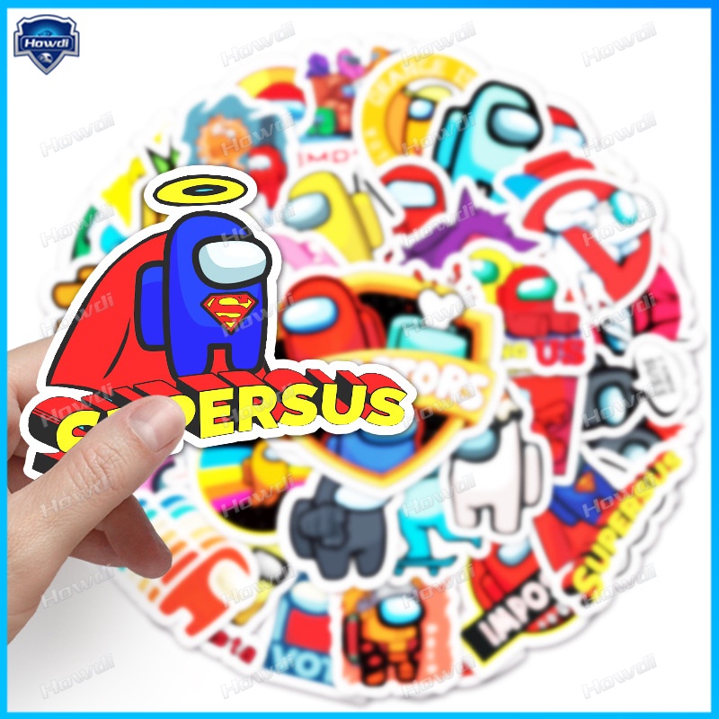 Stiker Motif Kartun Game Among Us Anti Air Untuk Mobil / Helm Motor