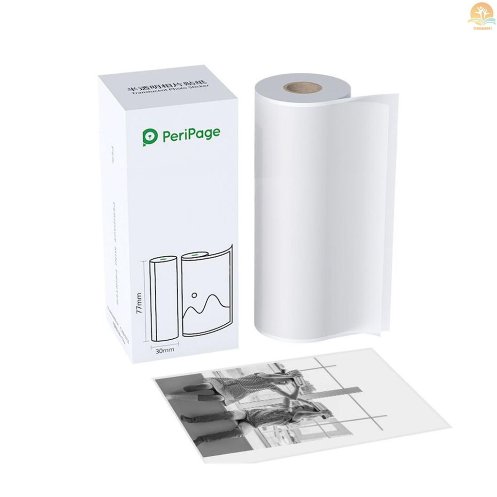 Ready PeriPage 77 x 30mm Translucent Photo Sticker BPA-Free Adhesive Thermal Paper Roll Sticky Paper Waterproof Oil-proof Friction-proof for PeriPage A9/A9s/A9 Pro/A9 Max/A9s Max Mini BT Pocket Thermal Mobile Printer