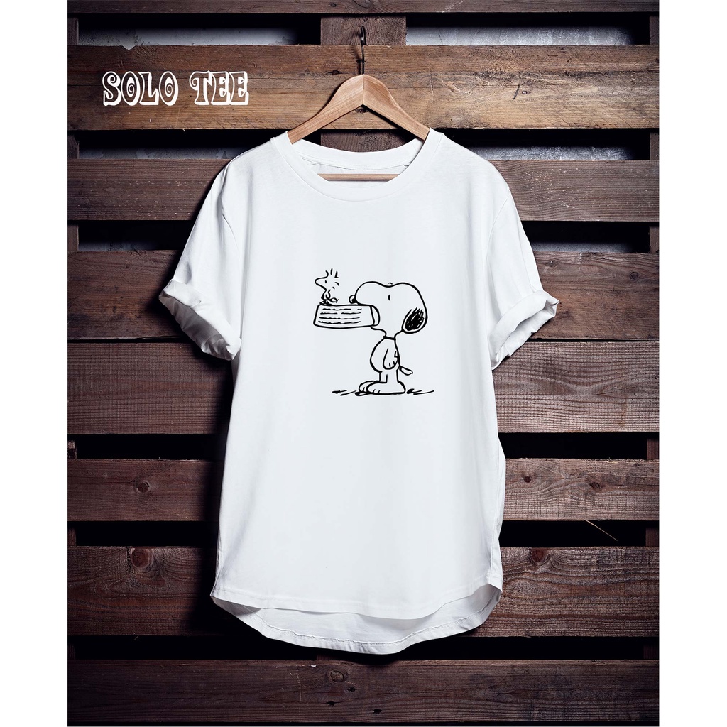 KAOS SNOOPY WOODSTOCK WHITE TSHIRT