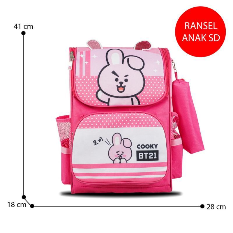 Tas Ransel Sekolah Anak Perempuan TK SD Karakter Boba Bt21 Murah