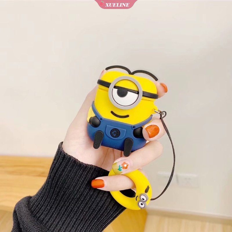 Cover Pelindung Headphone Bluetooth Bahan Silikon Motif Kartun Minions Untuk AirPods 1 2 3 pro