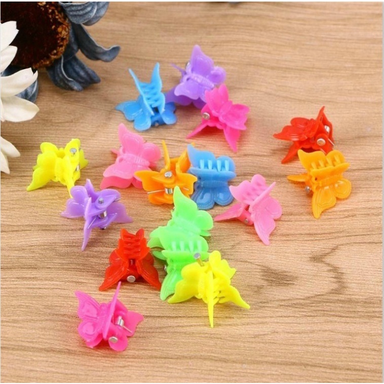 100pcs Jepit Rambut Model Butterfly Claw Mini Warna Campur Untuk Wanita