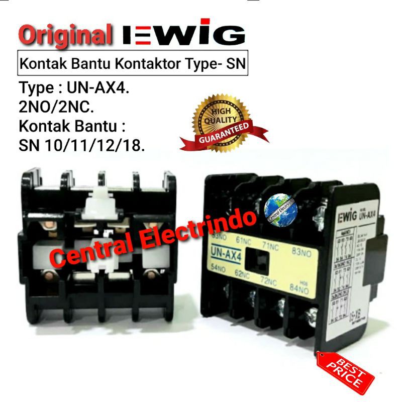 Kontak Bantu Contactor EWIG SN10/11/12/18 Type UN-AX4.