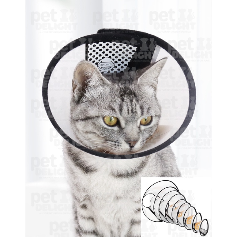 Corong Pelindung Leher Kucing Anjing Elizabeth Collar Penutup Kepala Anti Gigit Jilat Pet Neck Cone 