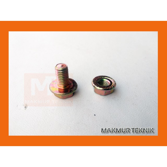 Baut mur Flange Bolt M6x12 paket 16 pcs