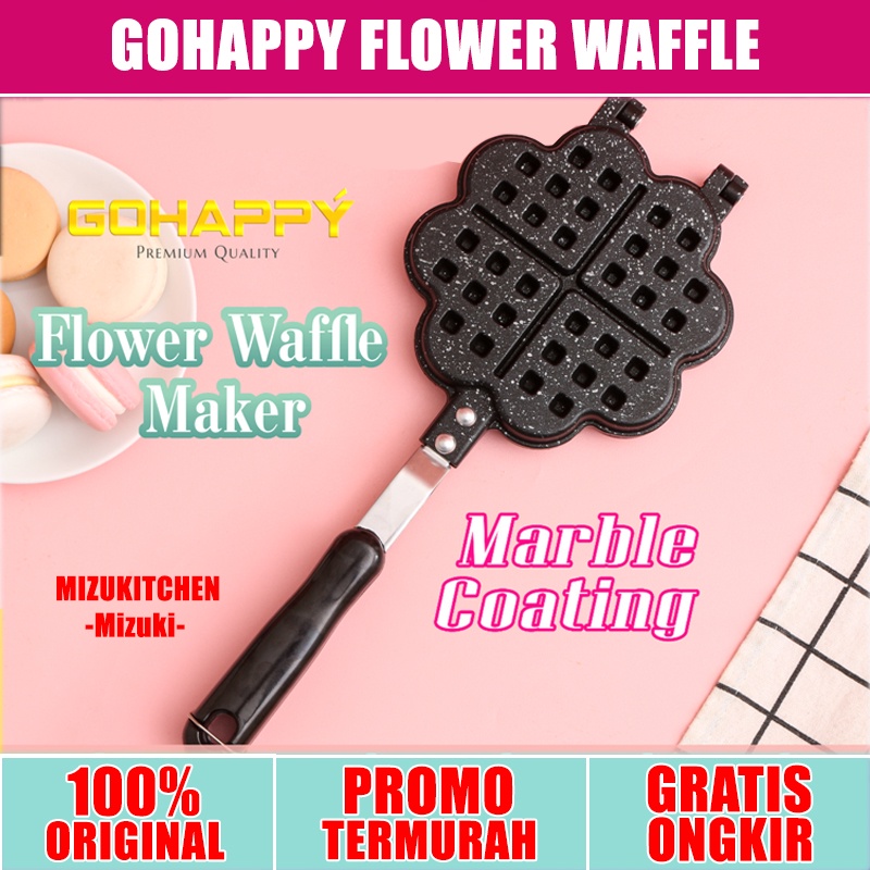 MIZUKI Gohappy Croffle Flower Waffle maker GHC52 Cetakan kue wafel anti lengket marble coating