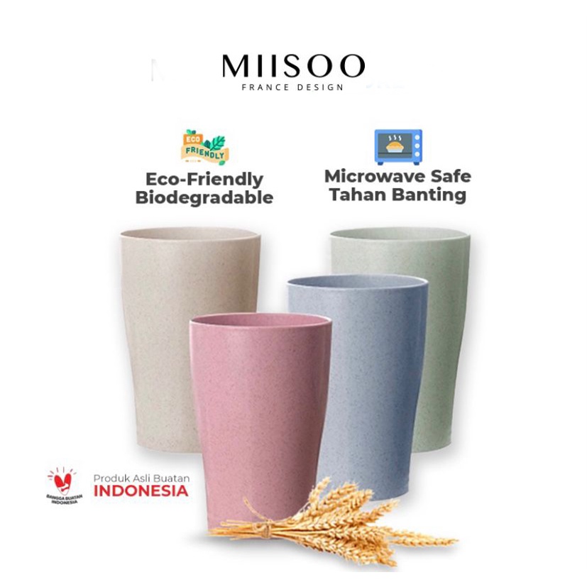 MIISOO Gelas Minum Cup Cangkir Tahan Jatuh Bahan Jerami Gandum Food Grade Melamin Anti pecah Wheat Straw Tableware Dish