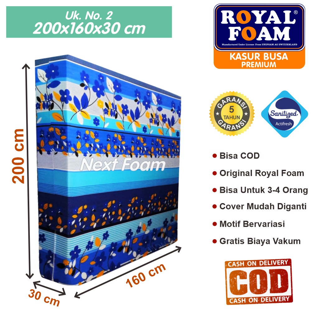 Kasur Busa Royal Foam Ukuran No 2 200x160x30 cm Tebal 30 cm D16 ORIGINAL Garansi 10 Tahun