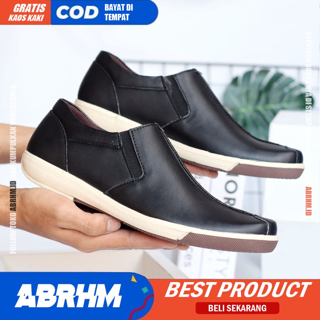 ABRHM x SANPLAT Sepatu Formal Pria Kulit Asli Sepatu Kerja Kantor Pantofel Cowok / Cowo Anti Slip Ori Sepatu Casual Kasual Pria Men Lokal Ori Original Footwear