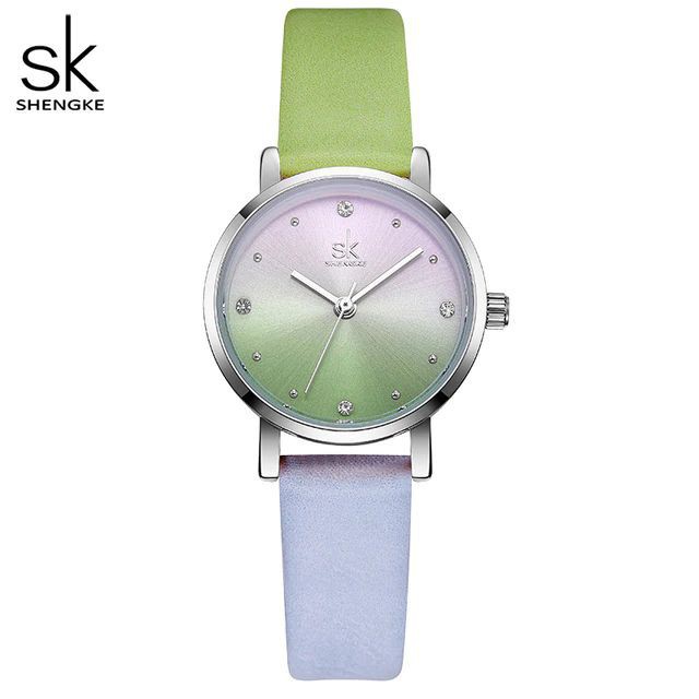 SHENGKE 8029 Jam Tangan Wanita Analog Tali Kulit WK-SBY