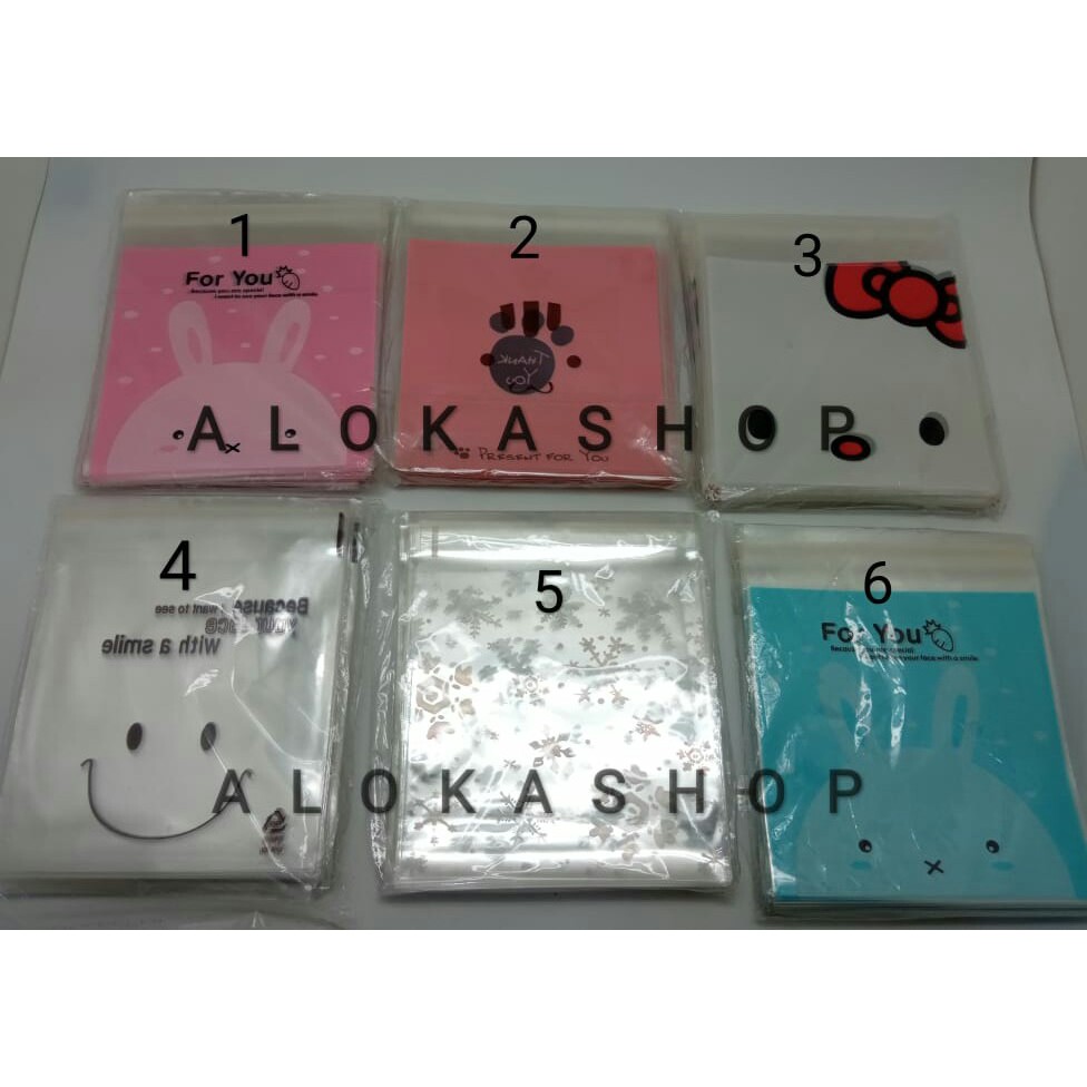 100 Pcs 14x14cm Cookies bag / plastik kue kering cantik / kemasan kue lucu
