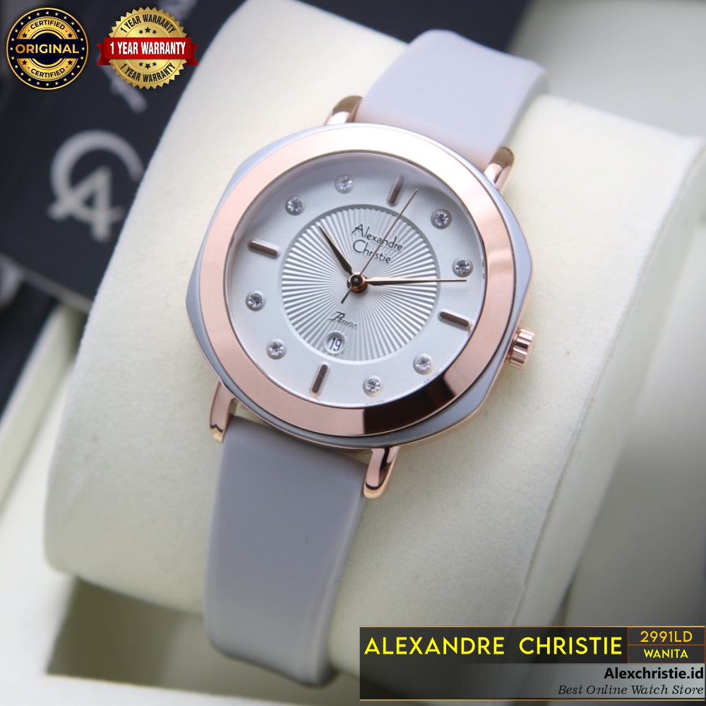 New 2022 Jam Alexander Christie Wanita AC 2991LD Grey Original Cantik Simpel Elegan