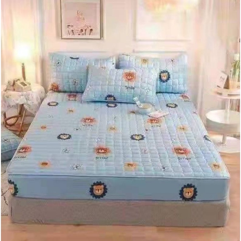 sprei waterproof ukuran 180x200cm-Biru karakter