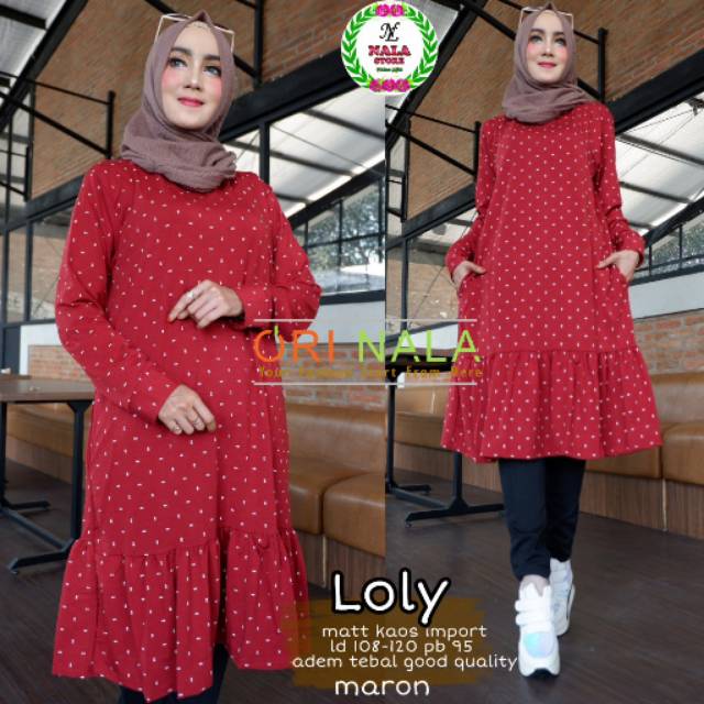 Tunik polka rempel bawah