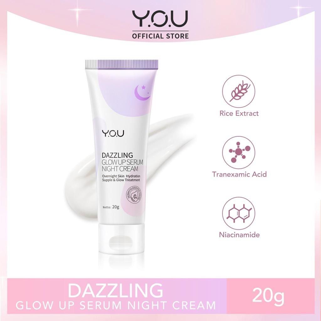 BPOM You Dazzling Glow Up Protection Day Cream Serum Night Cream Krim Pencerah Pemutih Wajah Muka 20gr 40gr