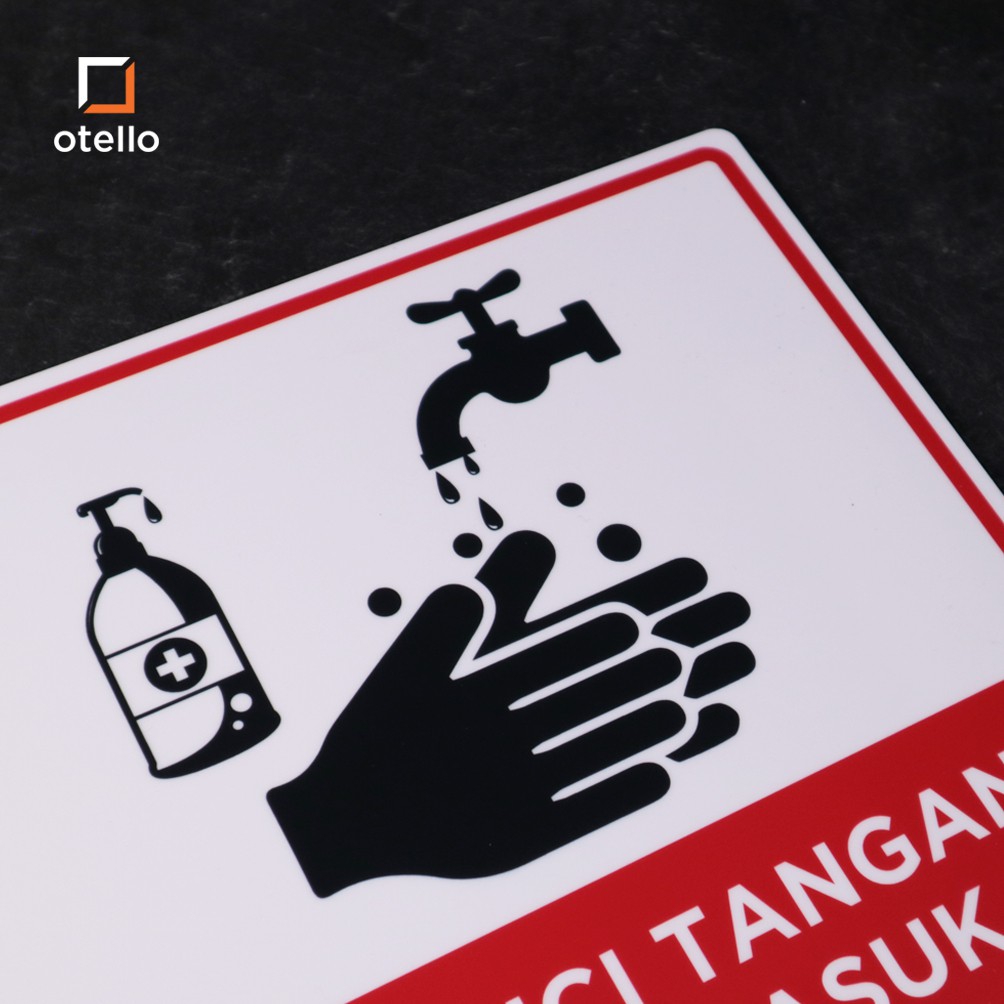 Harap Cuci Tangan Sebelum Masuk | 25 x 20 cm | Sign Board Akrilik | Sign Label Akrilik