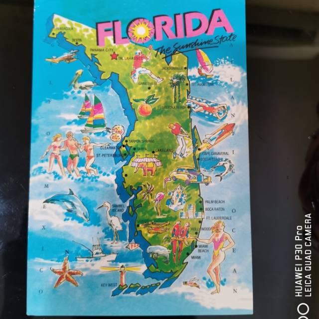 

Kartu pos peta Florida/Florida map postcard
