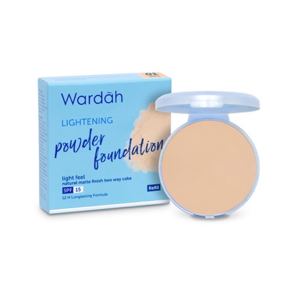 WARDAH Lightening Powder Foundation Light Feel 12g | Refill Two Way Cake TWC