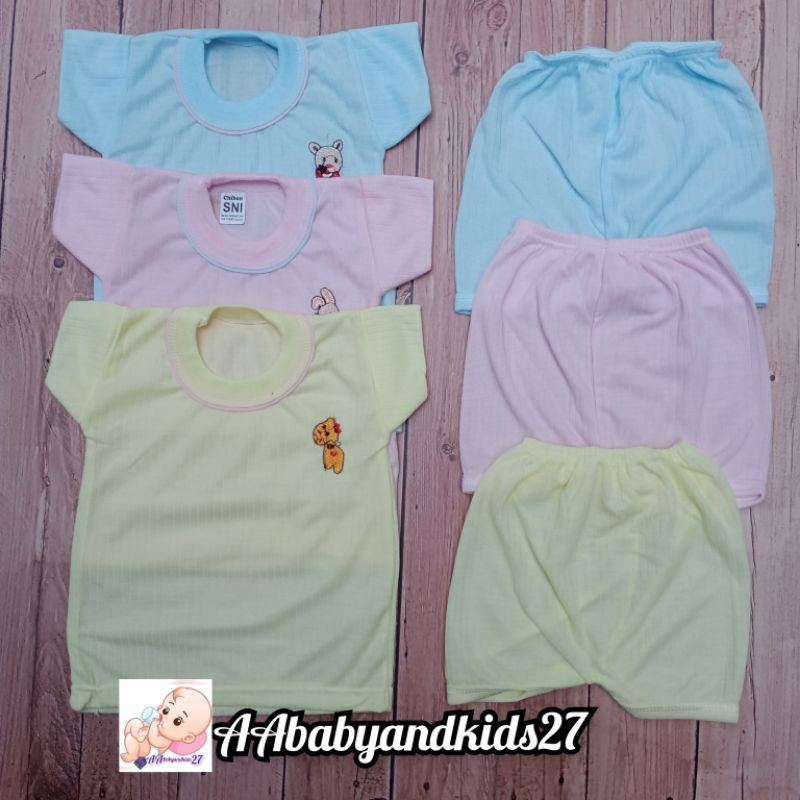 DAPAT 3STEL!!! Setelan Kaos Pendek Celana Pendek Bayi Newborn 0-6Bulan SNI Murah Meriah