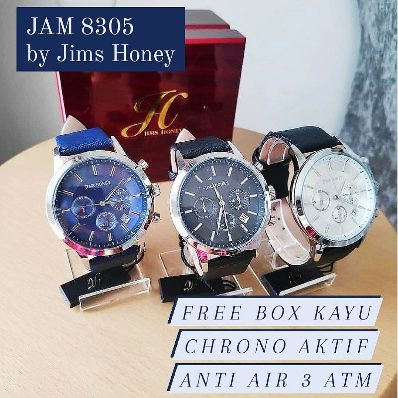 Jam Tangan Pria JIMS HONEY 8305 Arloji Cowok Import Kalep Rantai Stainless Anti Air Free Box