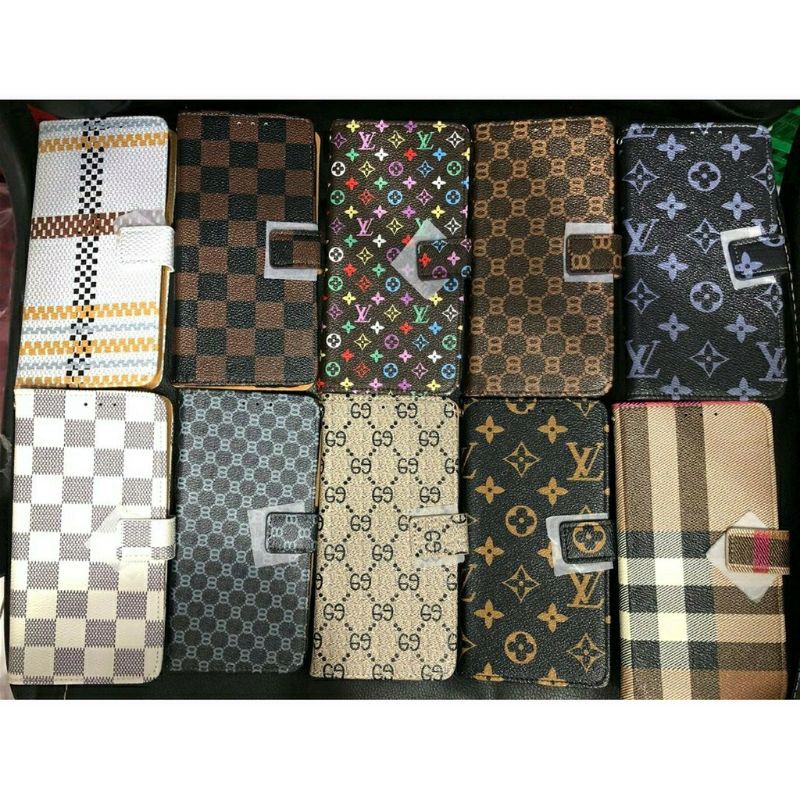 VIVO V15 LEATHER FLIP COVER MOTIF LV CASE KULIT DOMPET