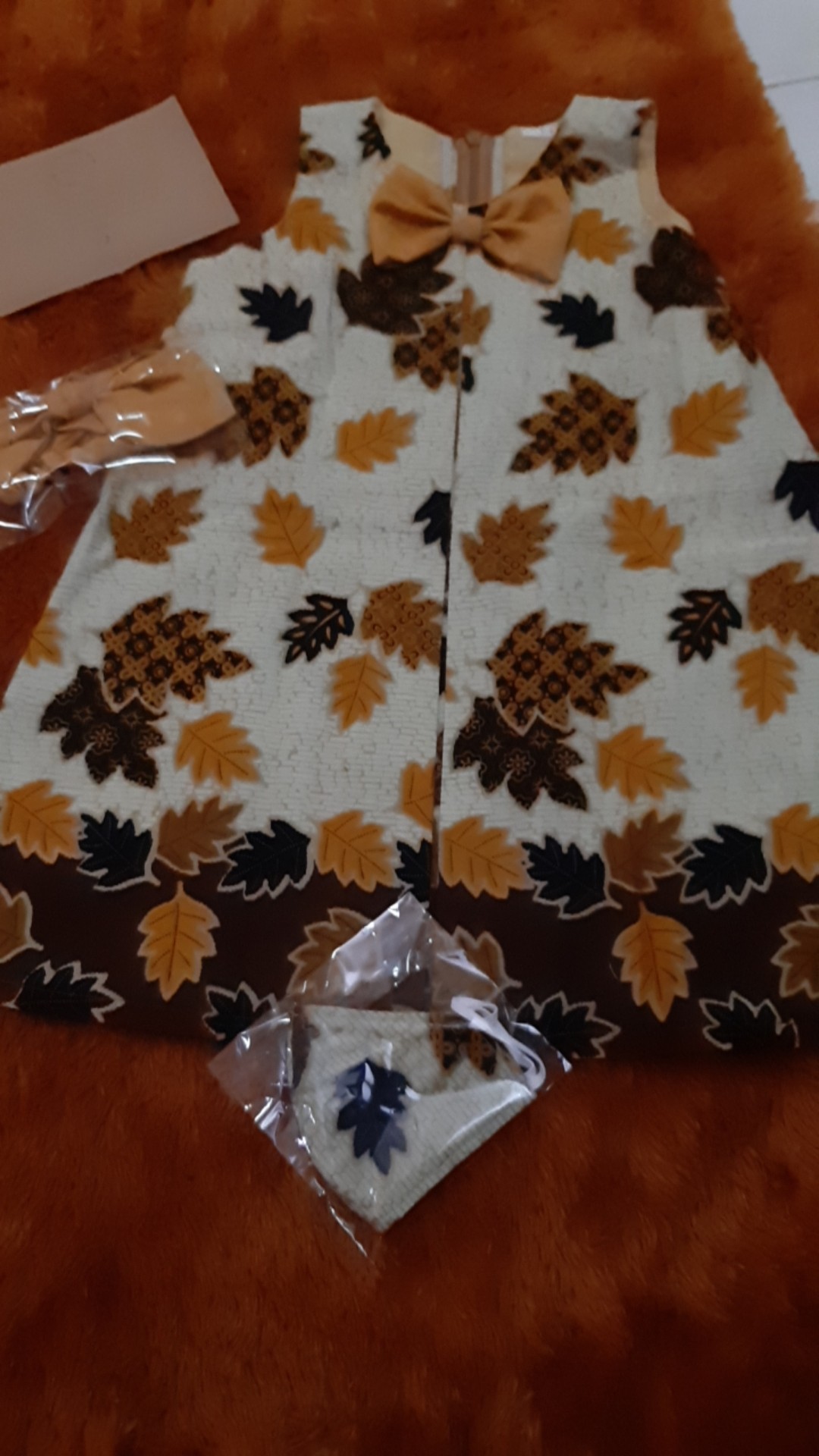 Nea Cotton Kutung Dress Olin Autumn Leaf O-08 Dress Batik Kutung Modern Anak Perempuan Cewe Cewek