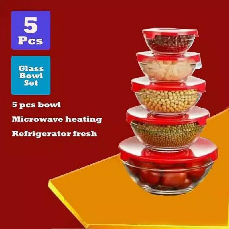 Glass Bowl Set / Fresh Bowl kaca  / Mangkok Bowl / KIM GLASS 5 Pc SET