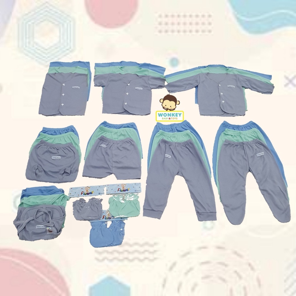 Paket Hemat Baju Celana Bayi / Kado Paket Melahirkan Newborn Merk Flower Cart's SNI-1