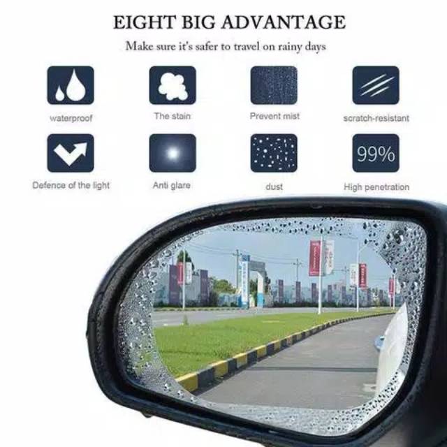 STICKER SPION RAIN PROFF ANTI BURAM ANTI FOG ANTI HUJAN STICKER SPION ANTI EMBUN OVAL isi 2pc af696