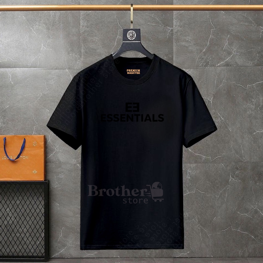 BROTHERSTORE Kaos Distro Pria ESSENTIALS2 Text Hitam Premium