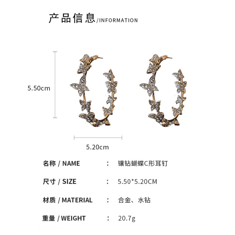 Anting Tusuk Gantung Temperament Desain Kupukupu Hias Berlian Untuk Wanita