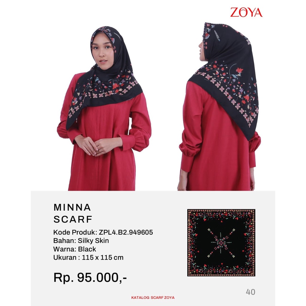 Zoya Minna Scraf Segiempat Motif bunga