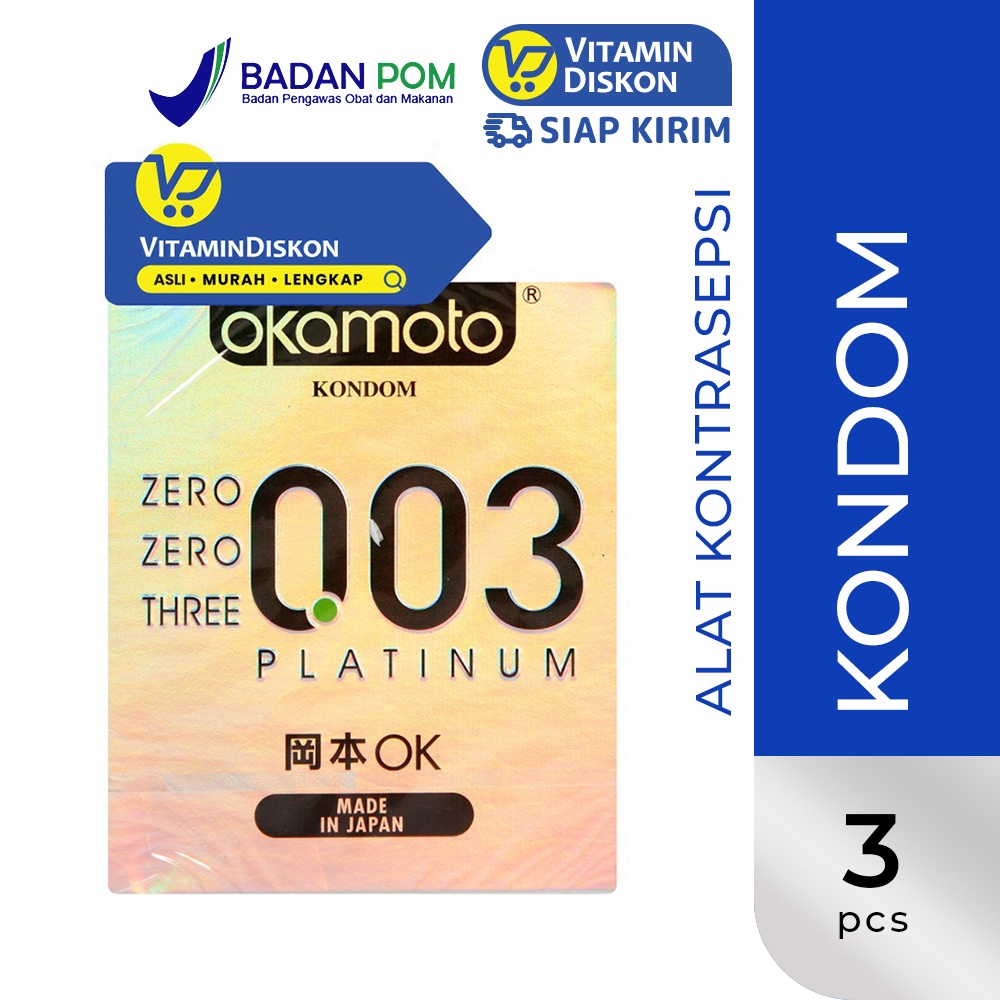 Okamoto Platinum 003 BPOM 3's | Kondom Alat Kontrasepsi, Tipis Maksimalkan Sensasi Berhubungan