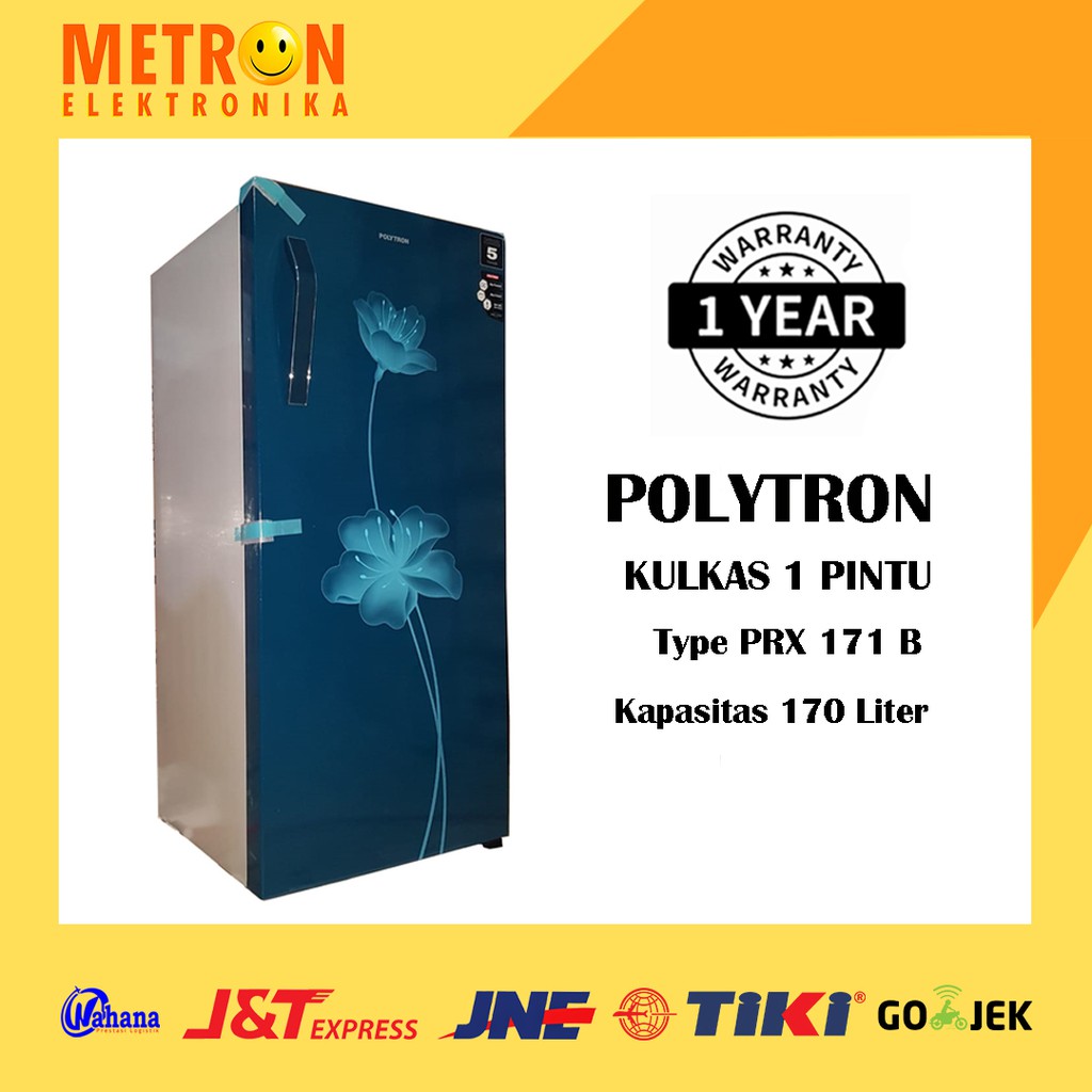 POLYTRON PRX 171 B BLUE BIRU METAL KULKAS 1 PINTU 170 LT LITER PRX171