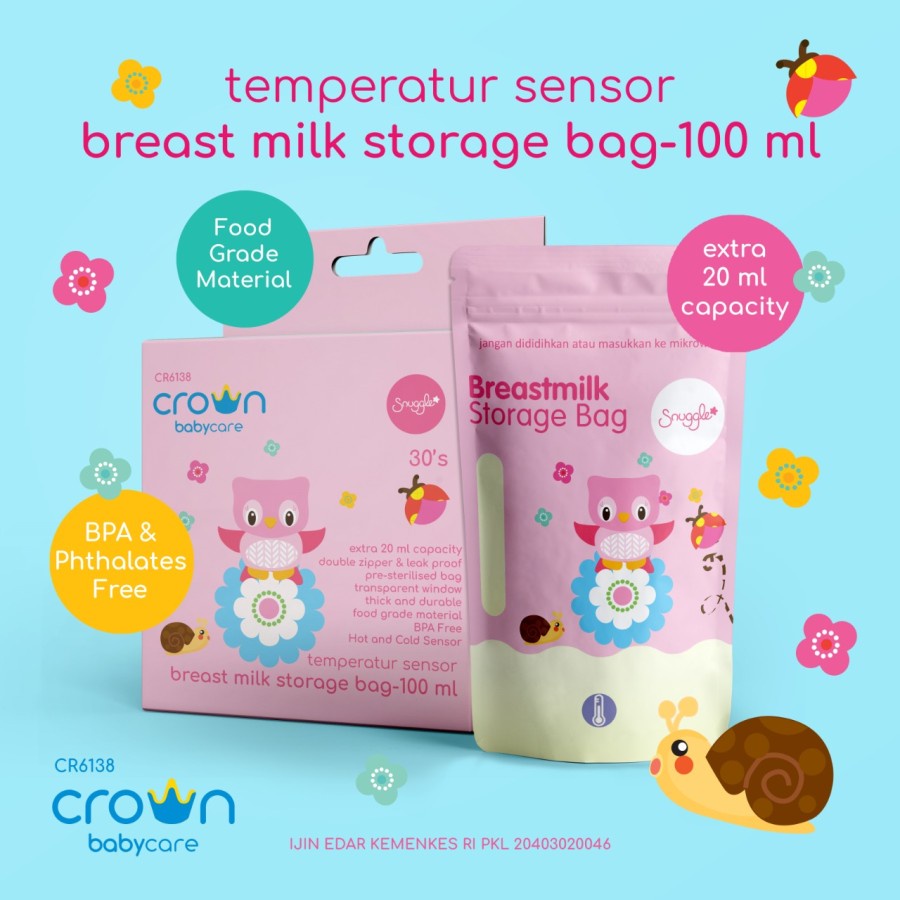 CROWN Kantong ASI double zipper 30pcs 120ml  BPA FREE