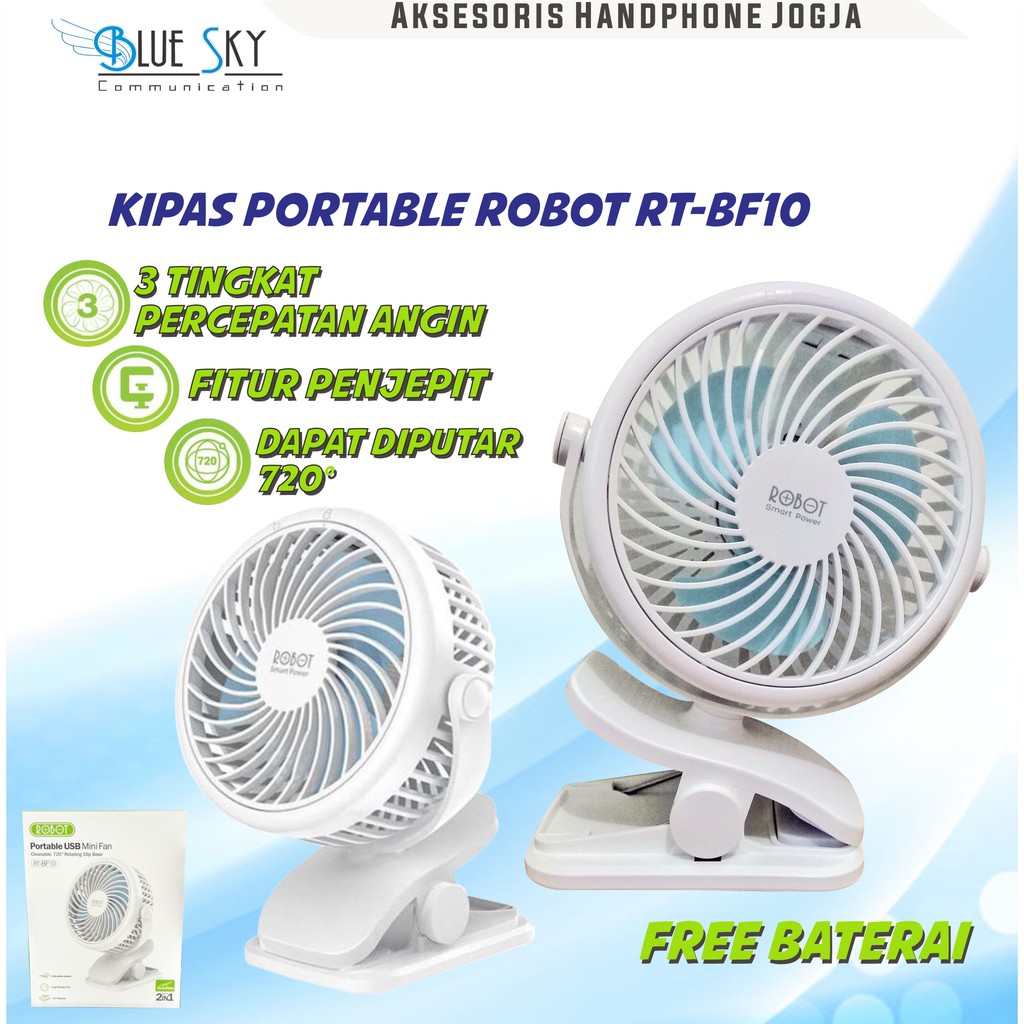 KIPAS ANGIN BATERAI ROBOT PORTABLE USB MINI FAN RT-BF10