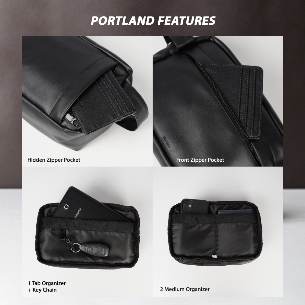 PORTLAND 4in1 Bags - Tas Kulit Pria Hand Bag + Sling Bag