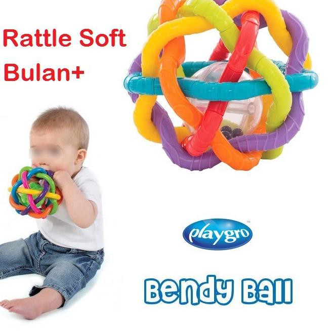 ❂ Playgro Bendy Ball, Bola Rattle Mainan Bayi 6 Bulan ◊